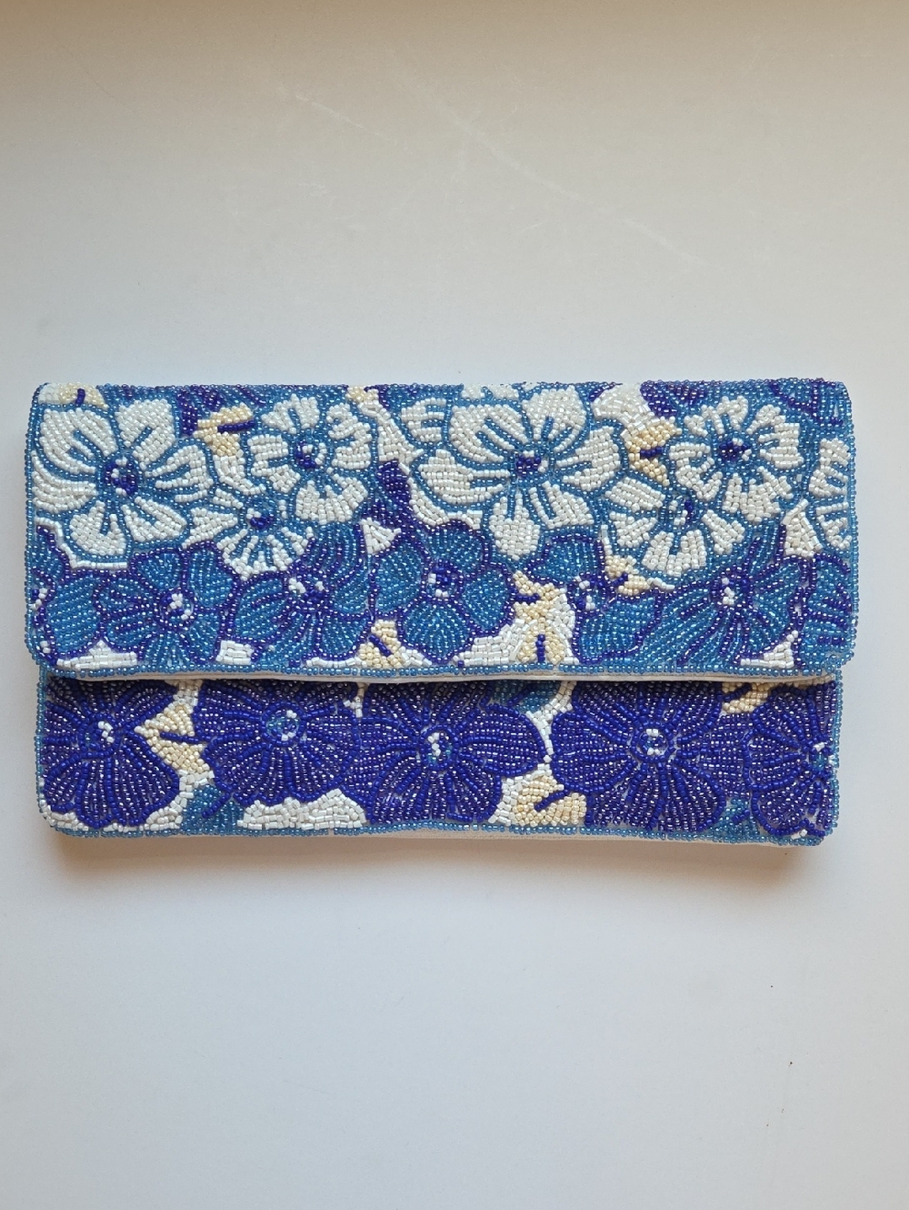 Beaded Clutch/Shoulder Bag, Blue Hues